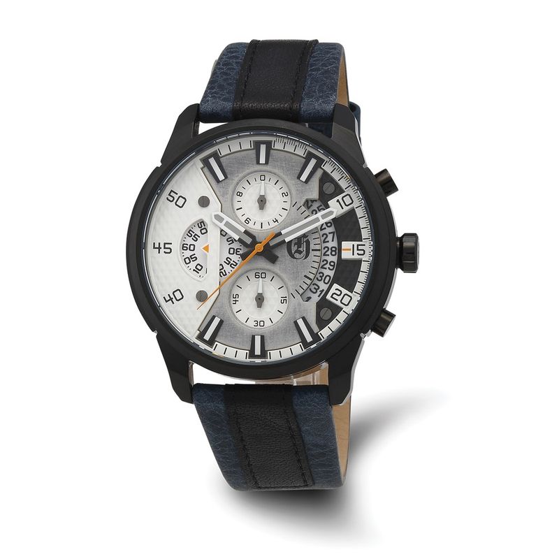 Charles Hubert Ip Black Stainless Steel Chronograph White Dial Watch
